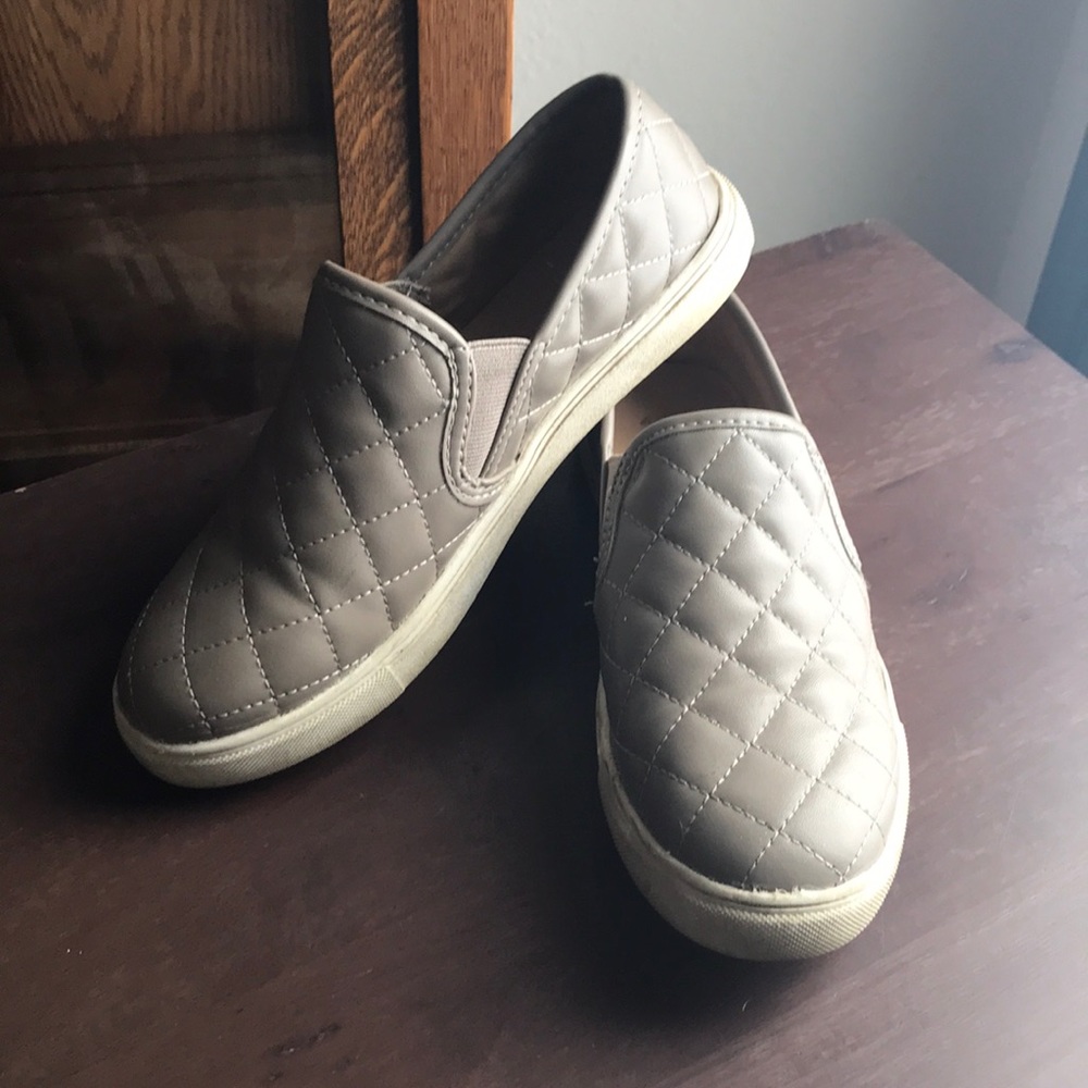 Beige slip on shoe.